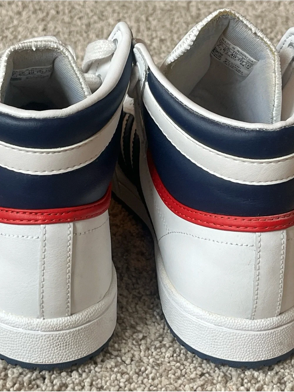 adidas White and Navy Top Ten High-Top Sneakers
